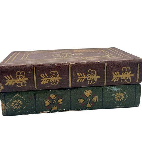 Vintage Decorative Faux Book Box Hidden Storage Stash 8"x5" Rustic Green Brown - Picture 1 of 14